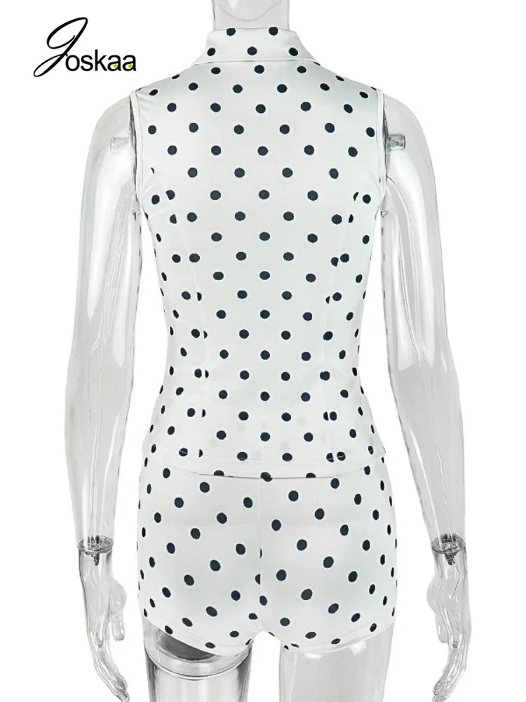 Women's Polka Dot Sleeveless High Waist Two Piece Set Polka Dot – Detail View