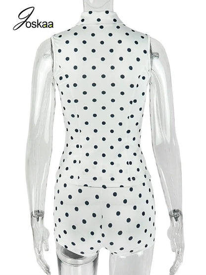 Women's Polka Dot Sleeveless High Waist Two Piece Set Polka Dot – Detail View