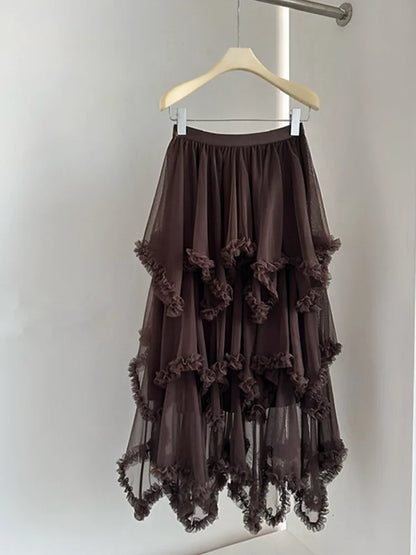 Joskaa Mesh High Waist Skirt A-line Beach Elastic - skirt image 8