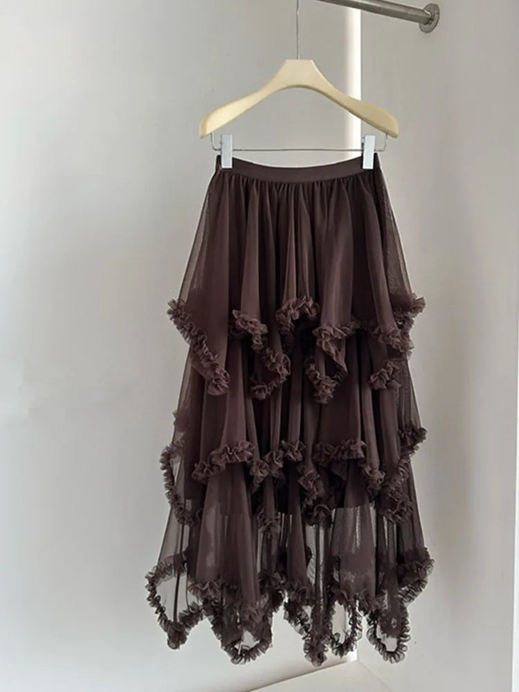 Joskaa Mesh High Waist Skirt A-line Beach Elastic - skirt image 8