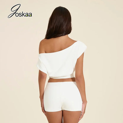Women's One Shoulder Bodycon High Waist Two Piece Set - Detail View 2