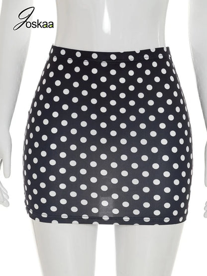 Wholesale Women's Polka Dot Bodycon Mini Skirt White – Back View