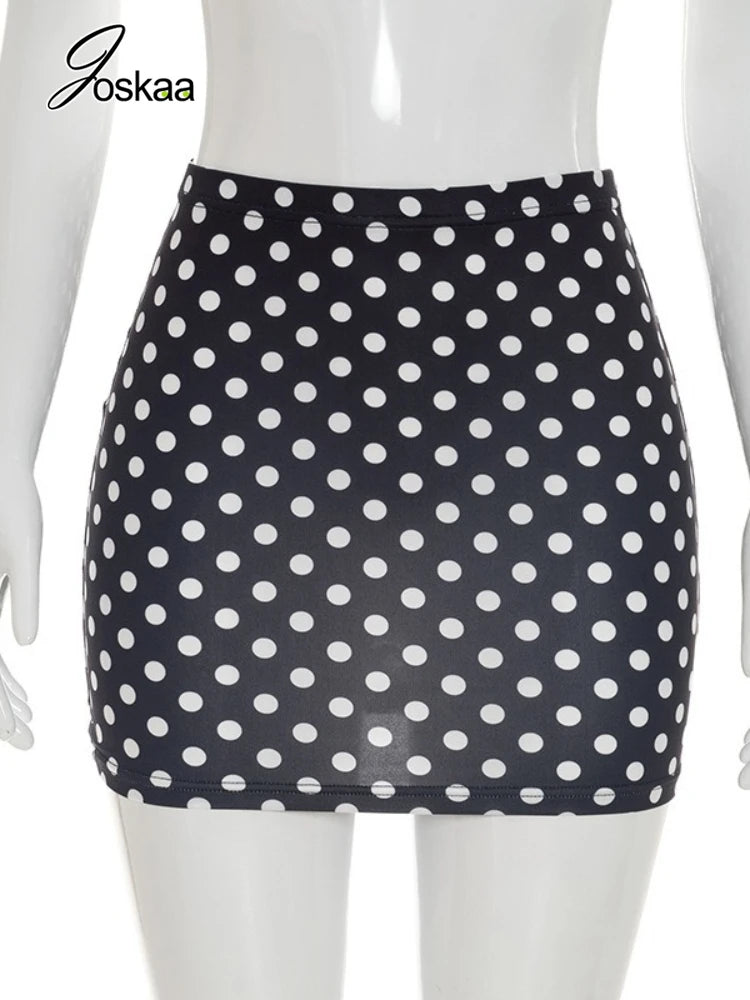 Wholesale Women's Polka Dot Bodycon Mini Skirt White – Back View