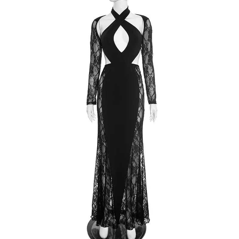 Joskaa Lace Cutout Backless Halter Two Piece Set - two piece set image 5