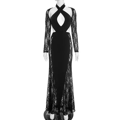 Joskaa Lace Cutout Backless Halter Two Piece Set - two piece set image 5