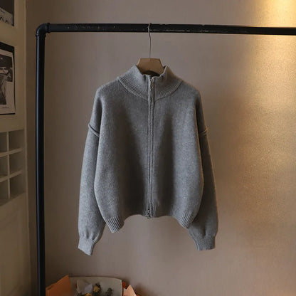 Women's Knit Ribbed Zip Oversized Jacket