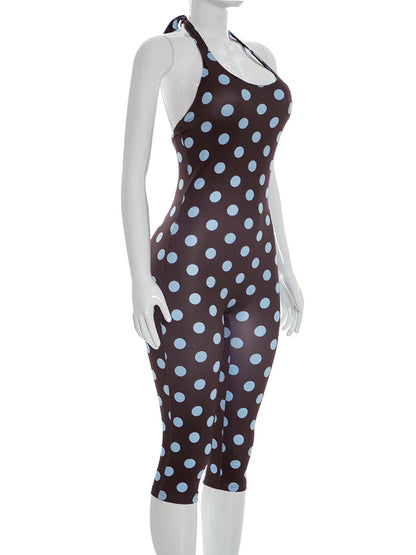 Joskaa Polka Dot Lace Backless Halter Romper - romper image 3