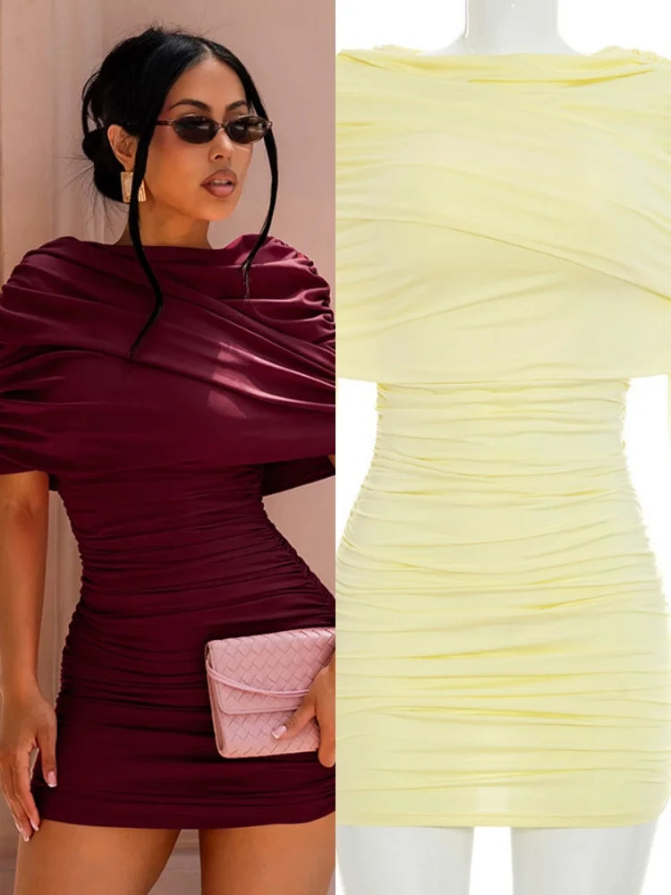 Women's Ruched Bodycon Mini Dress Elegant - Detail View 7