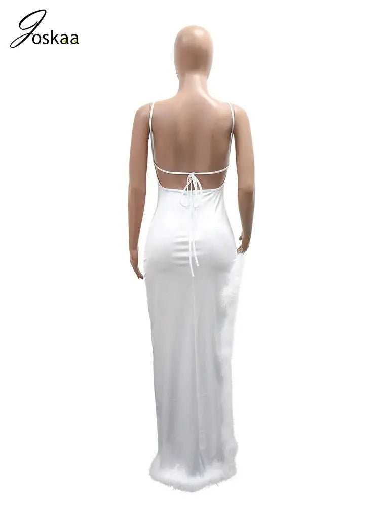 Wholesale Women's Sleeveless Bodycon Maxi Dress White – Detail View