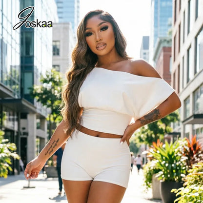 Women's One Shoulder Bodycon High Waist Two Piece Set - Detail View 1