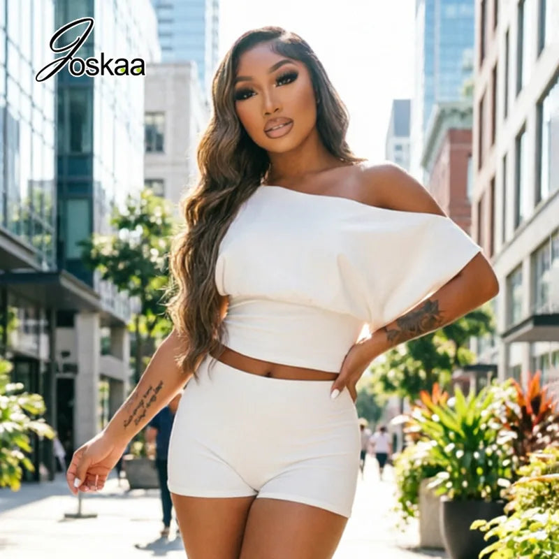 Women's One Shoulder Bodycon High Waist Two Piece Set - Detail View 1