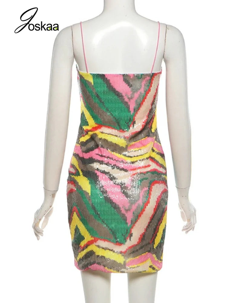 Women's Sequin Sleeveless Bodycon Mini Dress - Detail View