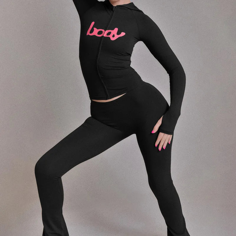 Women's Long Sleeve Hooded Two Piece Set