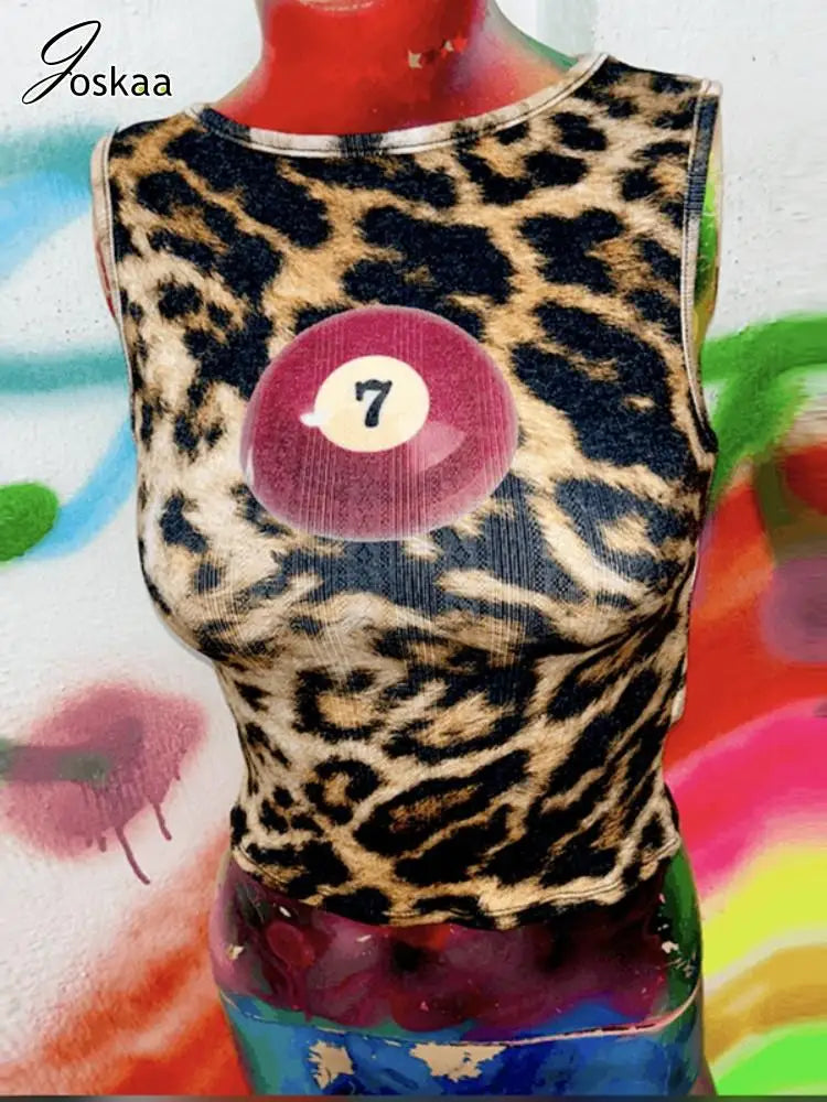 Wholesale Women's Leopard Print Sleeveless Top Leopard Print – Side View