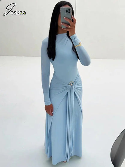 Wholesale Women's Long Sleeve Bodycon Maxi Dress Yellow – Side View