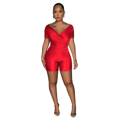 Women's Short Sleeve Pleated Two Piece Set