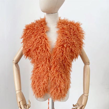 Women's Backless Halter Faux Fur Waistcoat Jacket