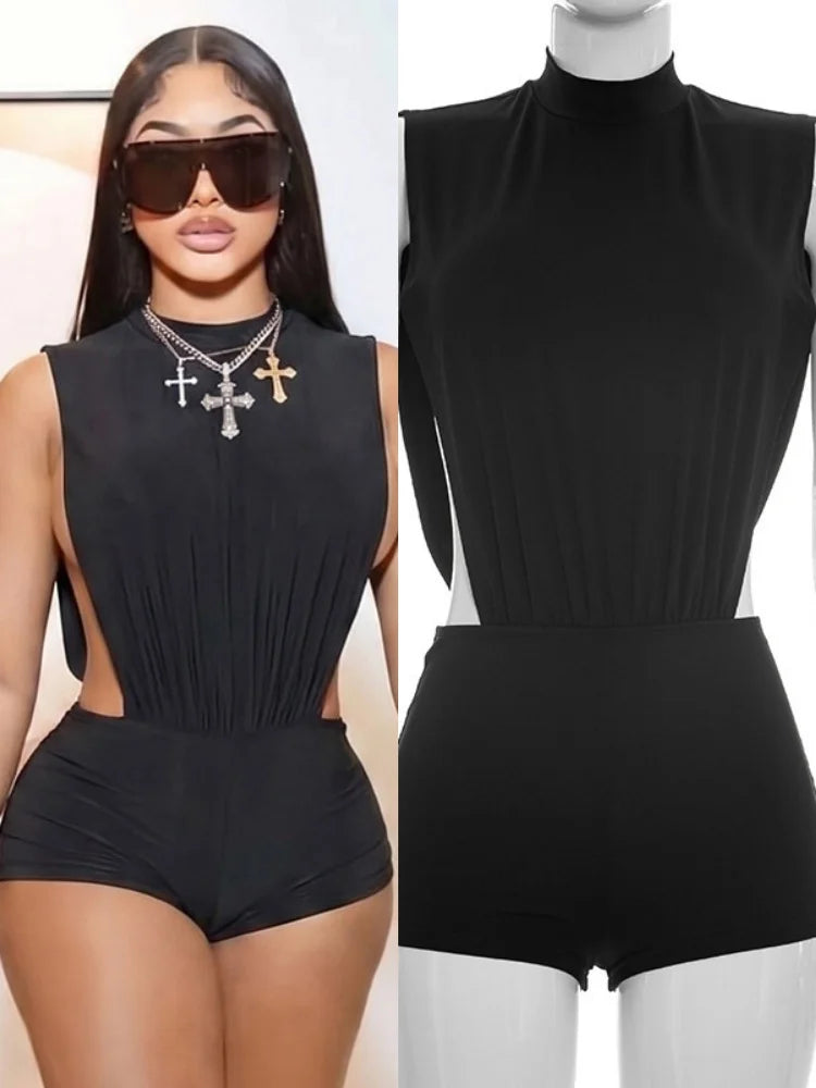 Women's Backless Cutout Sleeveless Bodycon Romper - Additional View 8
