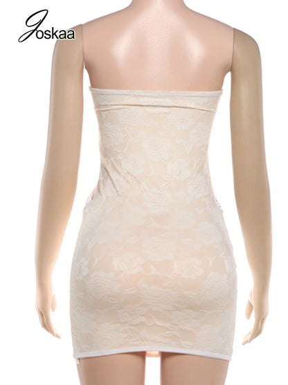 Women's Lace Backless Strapless Mini Dress Green – Detail View