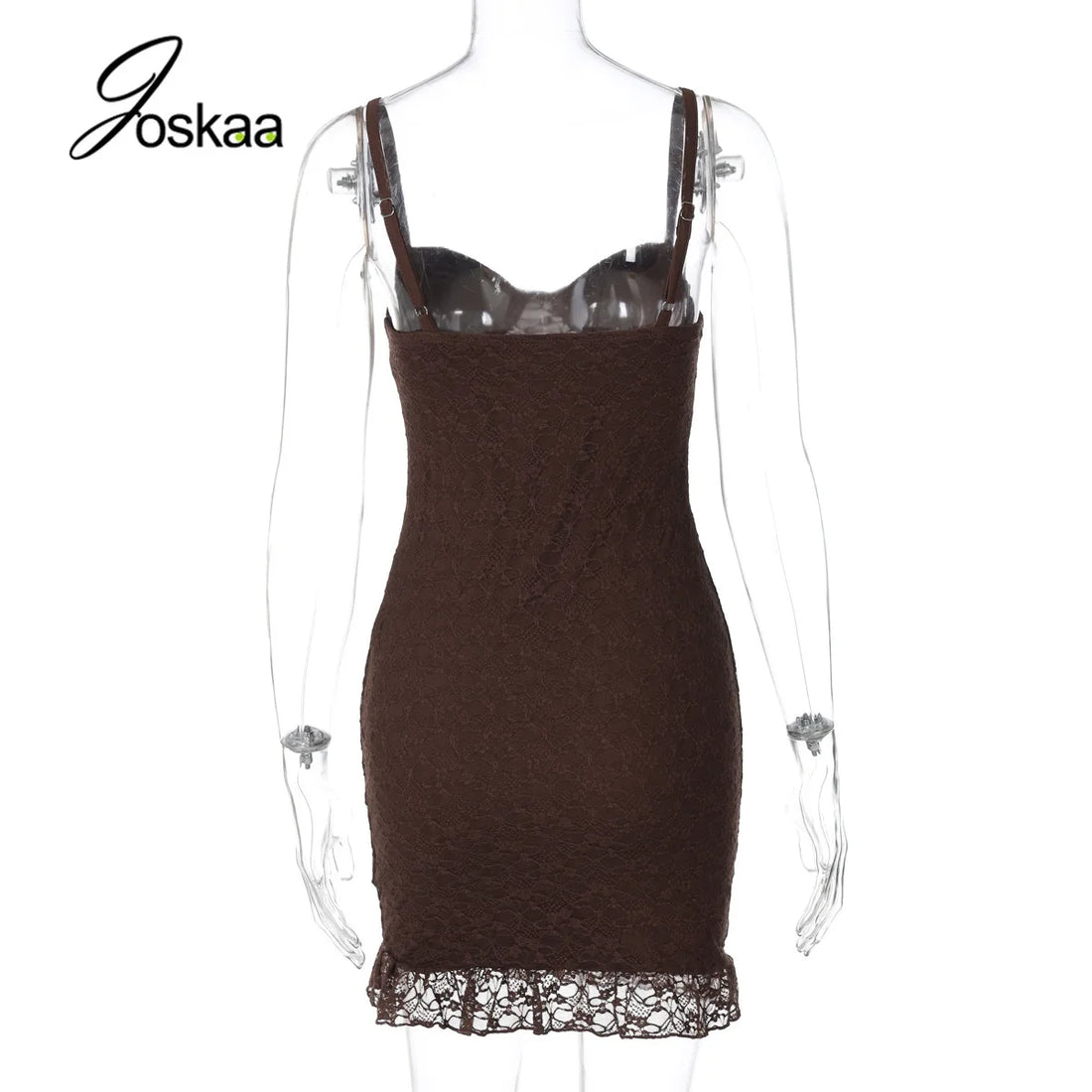 Women's Lace Sleeveless Bodycon Mini Dress - Detail View
