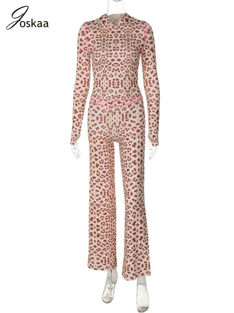 Women's Long Sleeve High Waist Two Piece Set Pink – Back View