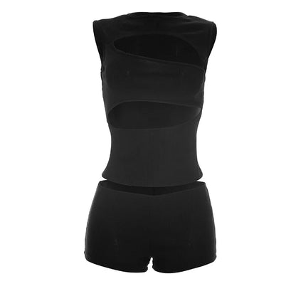 Women's Ribbed Knit Cutout Two Piece Set - Detail View 6