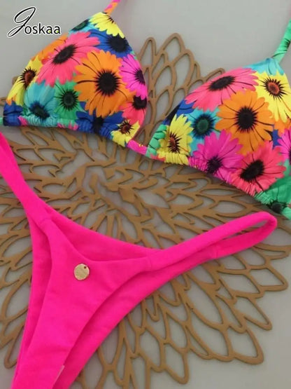 Women's High Waist Swimwear Piece Triangle Bikini Set White2 – Detail View