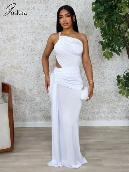Women's Backless Cutout Pleated Maxi Dress Orange – Front View