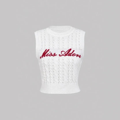 Women's Letter Print Knit Sleeveless Top
