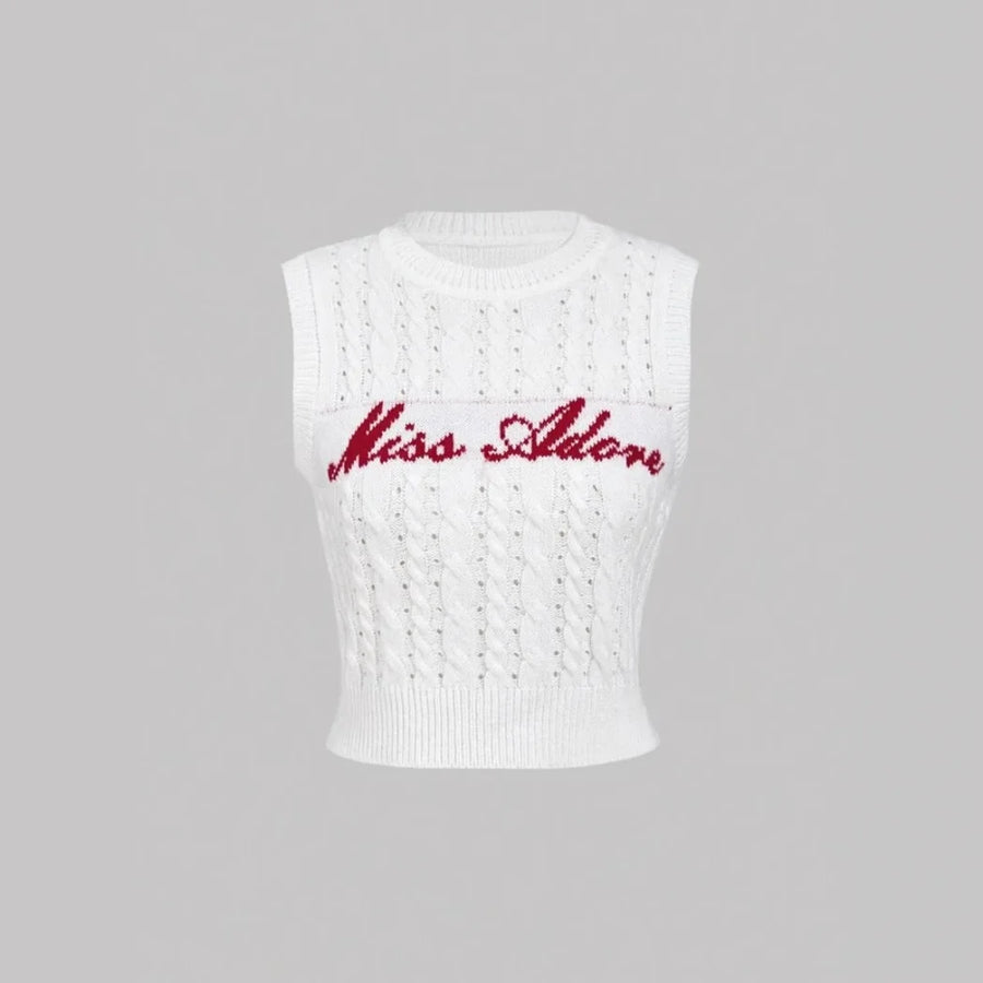 Women's Letter Print Knit Sleeveless Top
