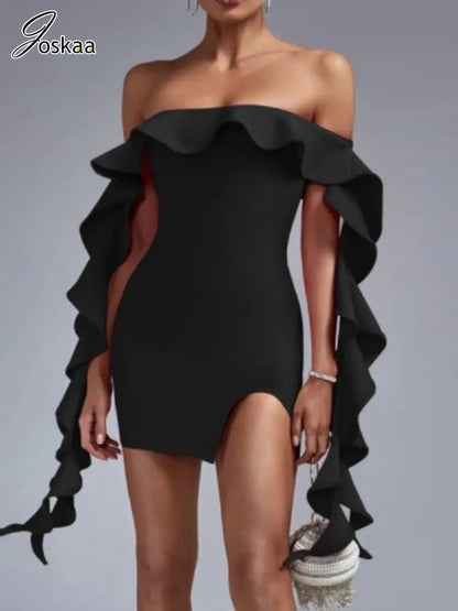 Women's Backless Strapless Bodycon Mini Dress Black – Side View