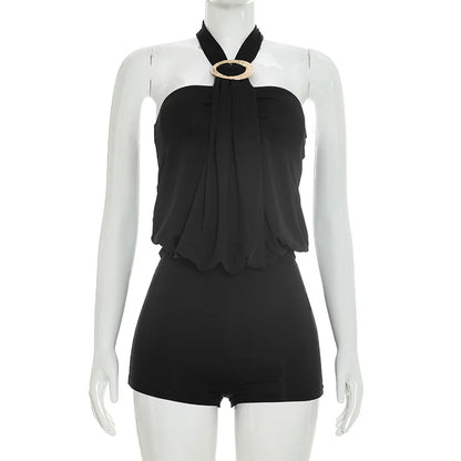 Women's Backless Halter Sleeveless Romper