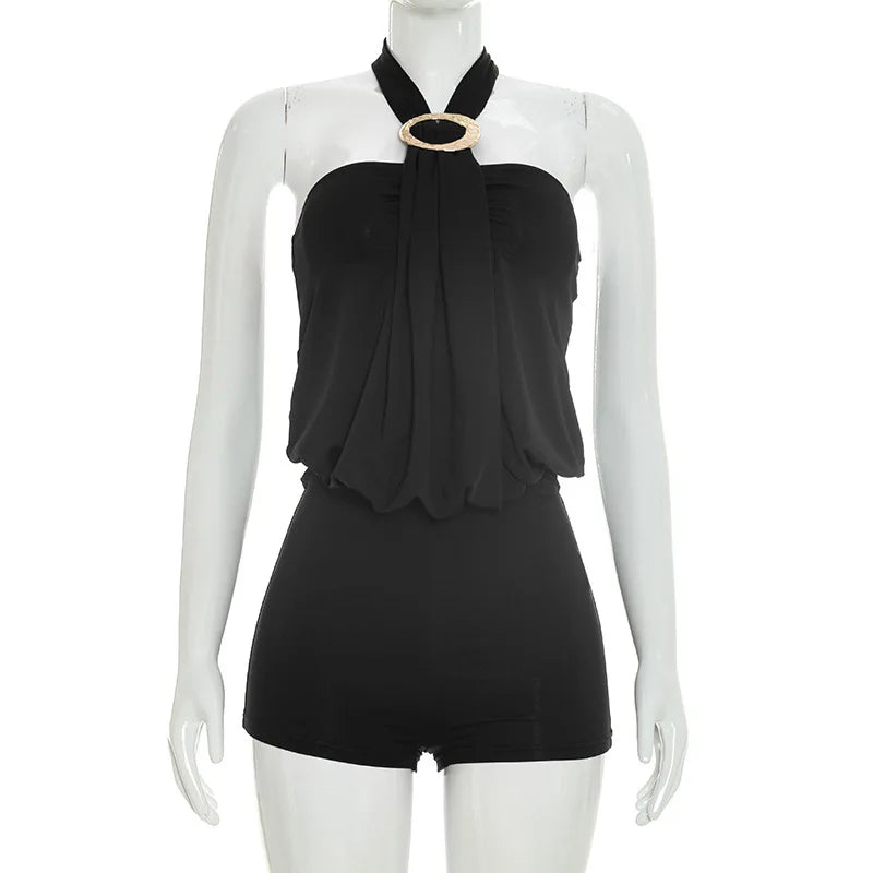 Women's Backless Halter Sleeveless Romper