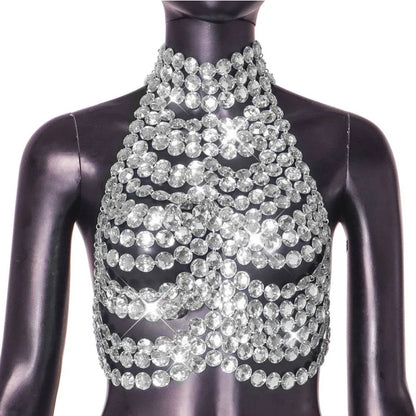 Wholesale Women's Rhinestone Backless Halter Top