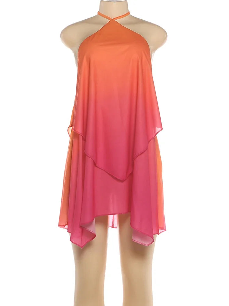 Women's Lace Backless Halter Bodycon Mini Dress