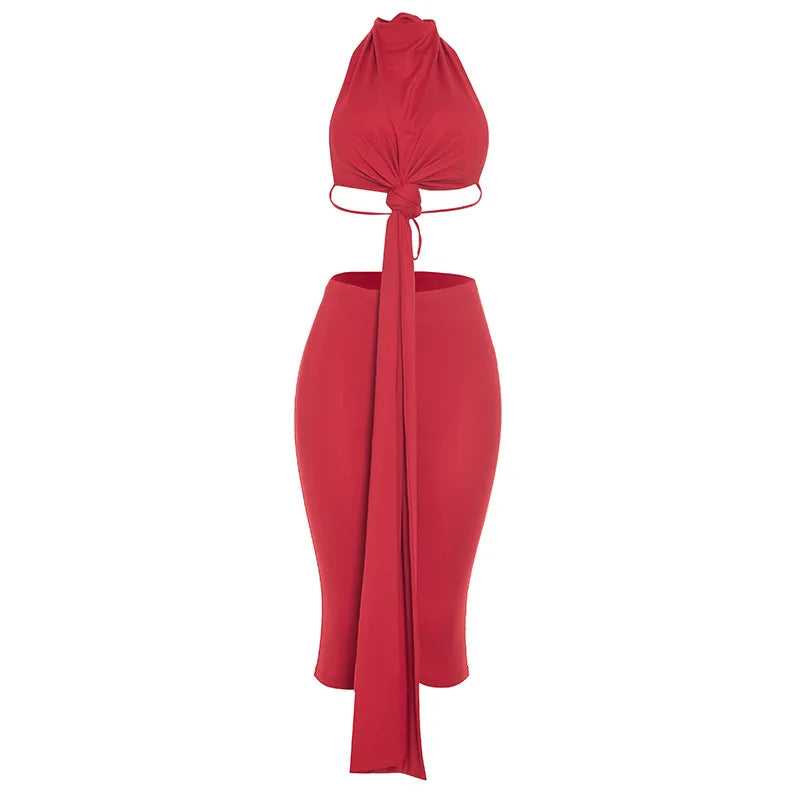 Women's Backless Halter Two Piece Set - Additional View 7