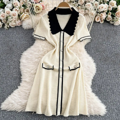 Women's Knit Short Sleeve Ribbed Bodycon Dress