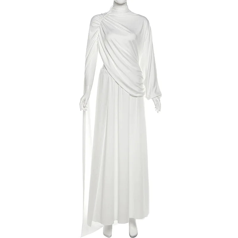Women's Ruched Elegant Turtleneck One Two Piece Set