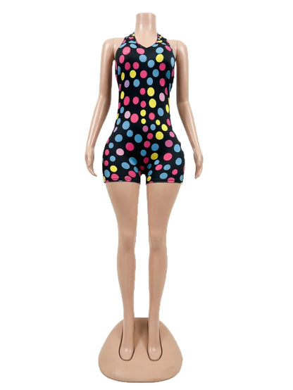 Joskaa Polka Dot Backless Halter Sleeveless Romper - romper image 3
