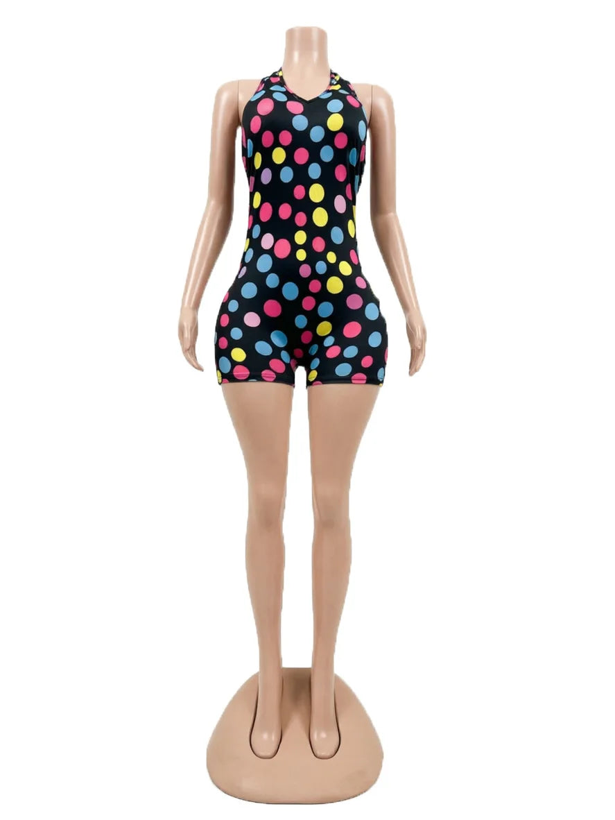 Joskaa Polka Dot Backless Halter Sleeveless Romper - romper image 3