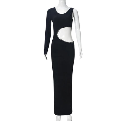 Women's Rhinestone Cutout Bodycon Maxi Dress