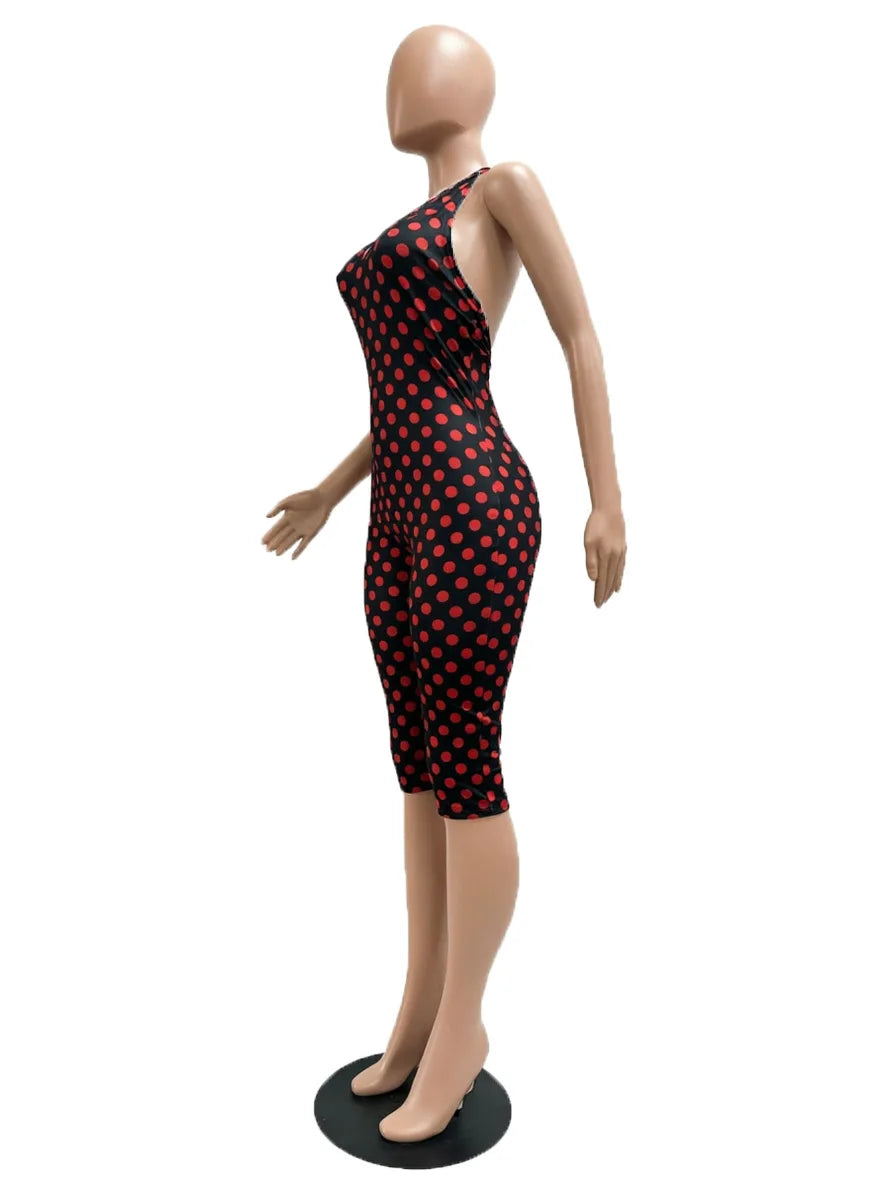 Joskaa Polka Dot Backless Halter Sleeveless Romper - romper image 3