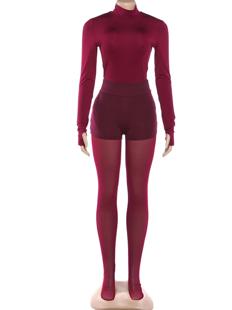 Joskaa Mesh Long Sleeve Two Piece Set - two piece set image 2