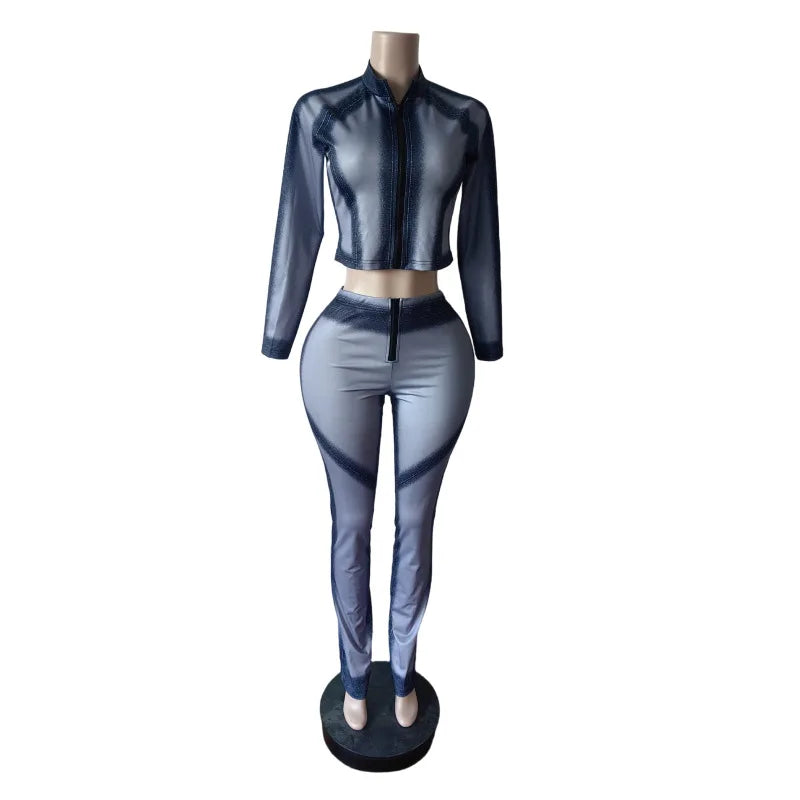 Joskaa Zip Up Long Sleeve Two Piece Set - two piece set image 5
