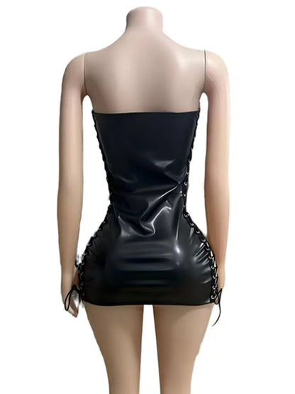 Joskaa Faux Leather Strapless Bodycon Mini Dress - mini dress image 4