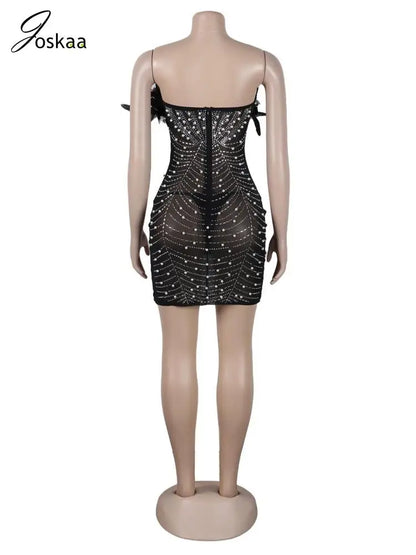 Wholesale Women's Rhinestone Strapless Mini Dress Pink – Detail View
