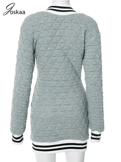 Wholesale Women's Long Sleeve Bodycon Mini Dress Gray – Detail View