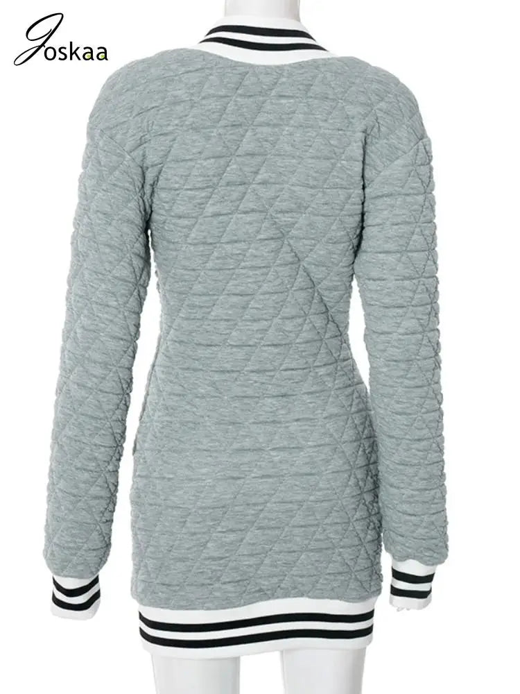 Wholesale Women's Long Sleeve Bodycon Mini Dress Gray – Detail View