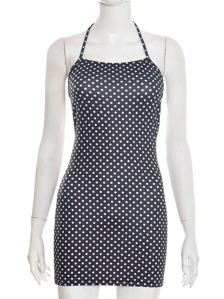 Joskaa Polka Dot Backless Halter Sleeveless Mini Dress - mini dress image 5