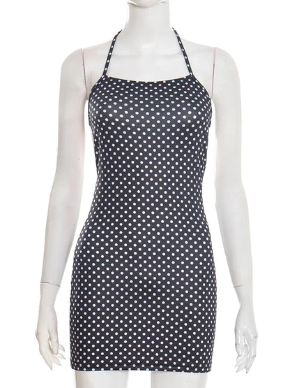 Joskaa Polka Dot Backless Halter Sleeveless Mini Dress - mini dress image 5